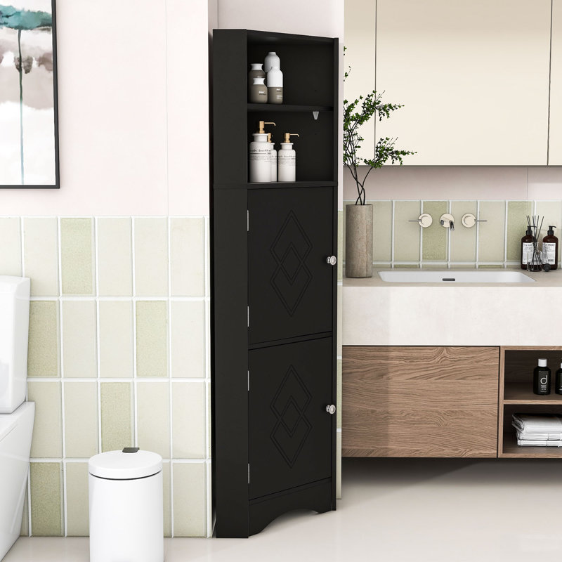 Lark Manor™ Tall Bathroom Corner Cabinet with Adjustable Shelves and 2 ...